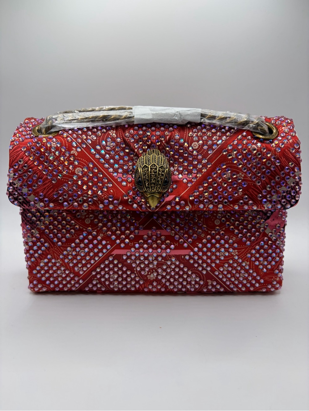 Kurt Geiger Red Crystal-Embellished Red Bandana Bag crossbody